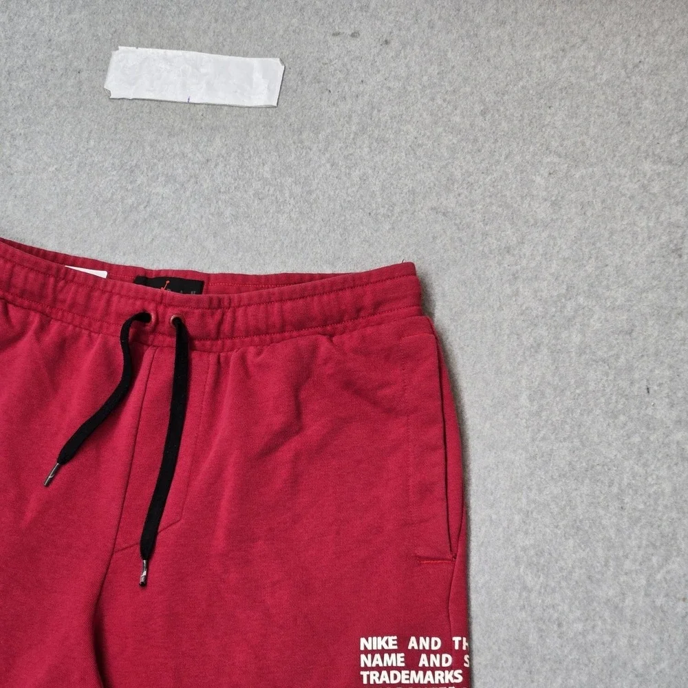 Jordan Men Activewear Shorts M Red Embroidered‎ Sweat Jumpman Wing Logo